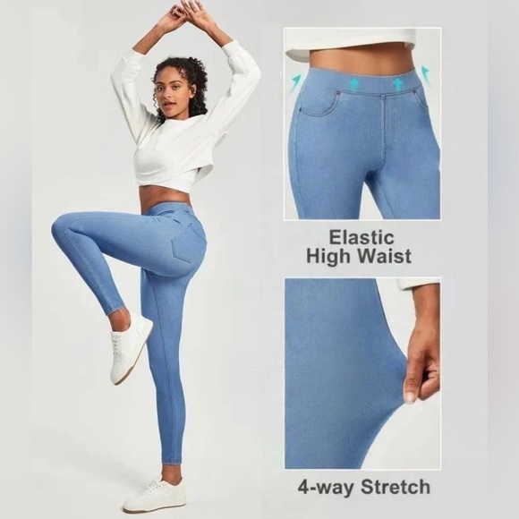 Good American Tummy Control Stretchy High Waisted Pull On Black Skinny Jeans - Picture 3 of 5